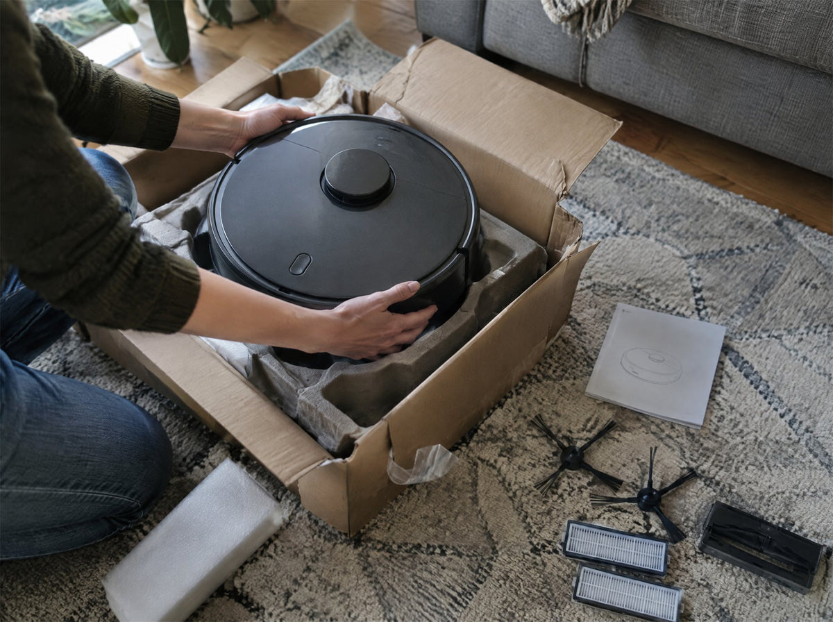 Unboxing a new home appliance