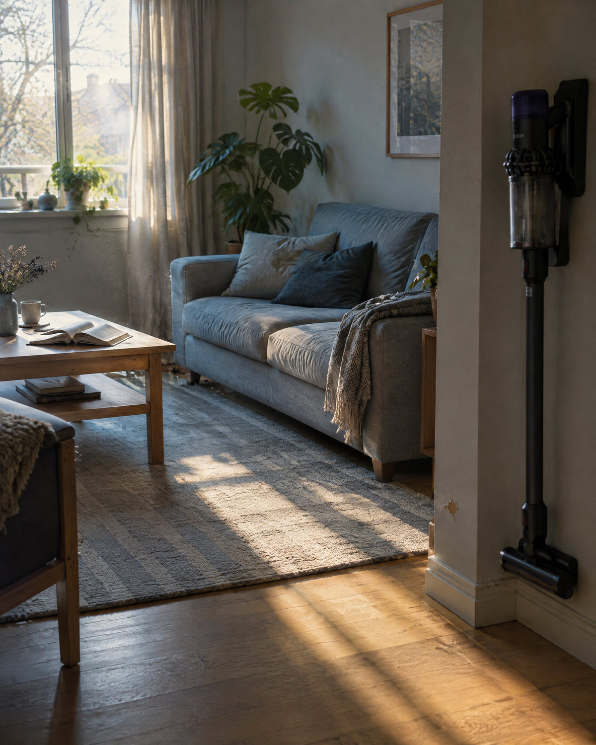 A clean, cozy living room